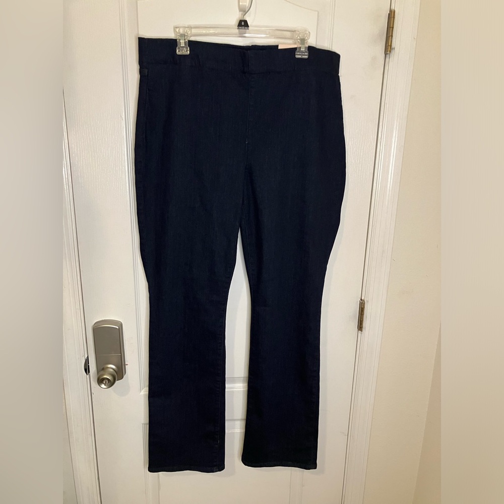 NWT NYDJ Pull on Straight Lift Tuck Technology Dark Wash Denim Jeans sz 16